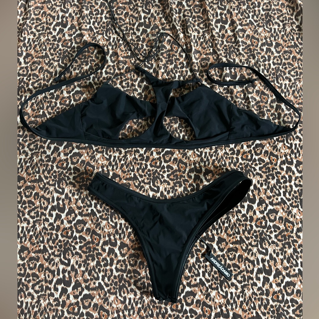 Andrea Fenzi Black Cutout Triangle Bikini Set
